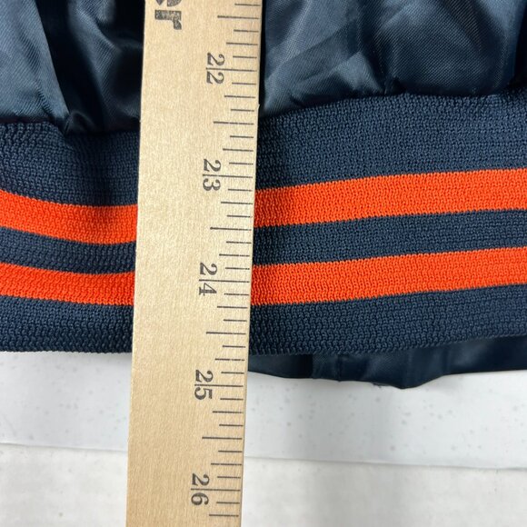 VTG 90s Chalk Line Chicago Bears Satin Jacket Large Blue Snap Button Bomber USA - Picture 11 of 13